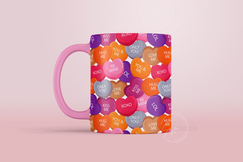 Valentine's day Mug Wrap, Conversation Hearts, Candy Hearts, Sweethearts Candy, Love Quote Mug, 11 & 15 Oz Mug Cricut Press Sublimation Wrap Sublimation Syre Digital Creations 