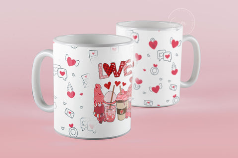 Valentine's day Mug Wrap, Gnome Mug Design, Sublimation Design PNG, Love Quote Mug, 11 & 15 Oz Mug Cricut Press Sublimation Wrap Sublimation Syre Digital Creations 