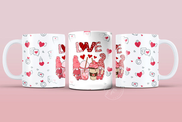 Valentine's day Mug Wrap, Gnome Mug Design, Sublimation Design PNG, Love Quote Mug, 11 & 15 Oz Mug Cricut Press Sublimation Wrap Sublimation Syre Digital Creations 
