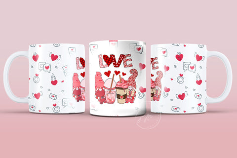 Valentine's day Mug Wrap, Gnome Mug Design, Sublimation Design PNG, Love Quote Mug, 11 & 15 Oz Mug Cricut Press Sublimation Wrap Sublimation Syre Digital Creations 