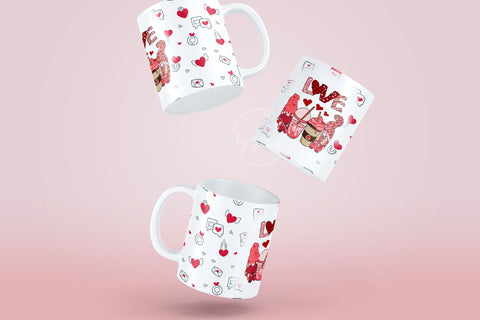 Valentine's day Mug Wrap, Gnome Mug Design, Sublimation Design PNG, Love Quote Mug, 11 & 15 Oz Mug Cricut Press Sublimation Wrap Sublimation Syre Digital Creations 