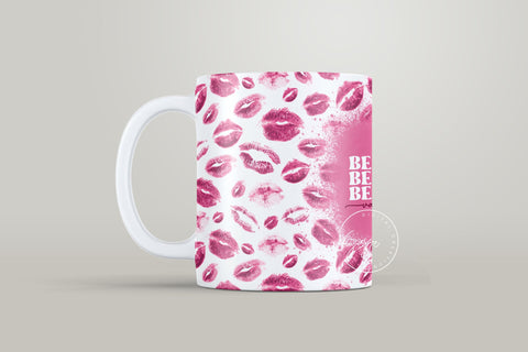 Valentine's day Mug Wrap, Lips Design, Sublimation Design PNG, Be Mine Valentine, 11 & 15 Oz Mug Cricut Press Sublimation Wrap Sublimation Syre Digital Creations 