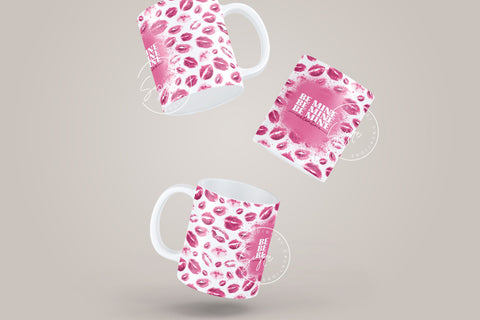 Valentine's day Mug Wrap, Lips Design, Sublimation Design PNG, Be Mine Valentine, 11 & 15 Oz Mug Cricut Press Sublimation Wrap Sublimation Syre Digital Creations 