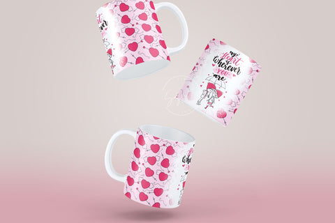Valentine's day Mug Wrap, Pink Heart Design, Sublimation Design PNG, Love Quote Mug, 11 & 15 Oz Mug Cricut Press Sublimation Wrap Sublimation Syre Digital Creations 
