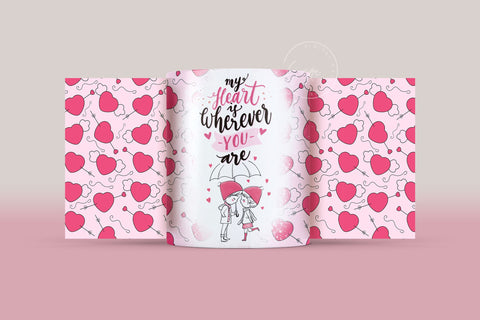 Valentine's day Mug Wrap, Pink Heart Design, Sublimation Design PNG, Love Quote Mug, 11 & 15 Oz Mug Cricut Press Sublimation Wrap Sublimation Syre Digital Creations 