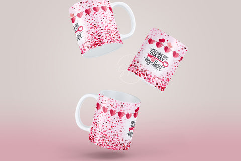Valentine's day Mug Wrap, Pink Heart Design, Sublimation Design PNG, Love Quote Mug, 11 & 15 Oz Mug Cricut Press Sublimation Wrap Sublimation Syre Digital Creations 