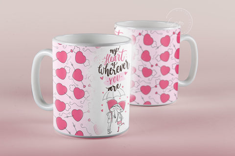 Valentine's day Mug Wrap, Pink Heart Design, Sublimation Design PNG, Love Quote Mug, 11 & 15 Oz Mug Cricut Press Sublimation Wrap Sublimation Syre Digital Creations 