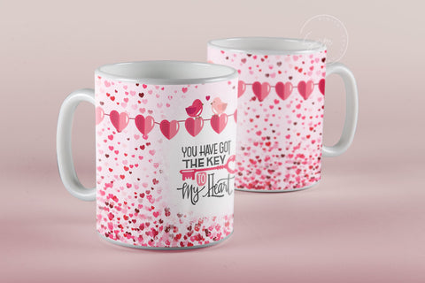 Valentine's day Mug Wrap, Pink Heart Design, Sublimation Design PNG, Love Quote Mug, 11 & 15 Oz Mug Cricut Press Sublimation Wrap Sublimation Syre Digital Creations 