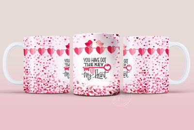 Valentine's day Mug Wrap, Pink Heart Design, Sublimation Design PNG, Love Quote Mug, 11 & 15 Oz Mug Cricut Press Sublimation Wrap Sublimation Syre Digital Creations 