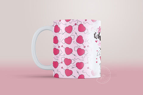 Valentine's day Mug Wrap, Pink Heart Design, Sublimation Design PNG, Love Quote Mug, 11 & 15 Oz Mug Cricut Press Sublimation Wrap Sublimation Syre Digital Creations 