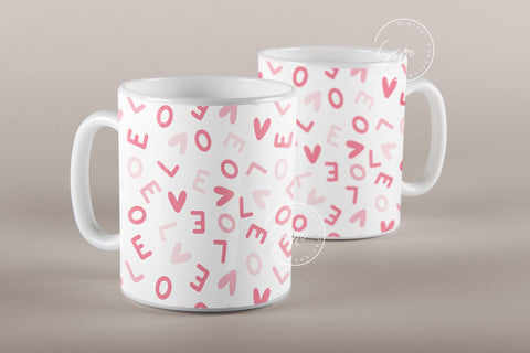 Valentine's day Mug Wrap, Red Heart Glitter Design, Sublimation Design PNG, Love Alphabets Mug, 11 & 15 Oz Mug Cricut Press Sublimation Wrap Sublimation Syre Digital Creations 