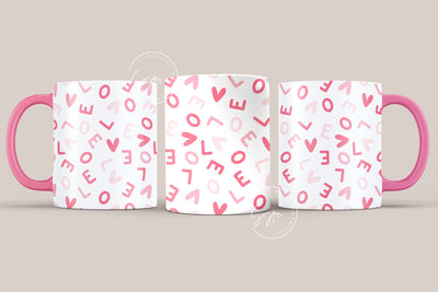 Valentine's day Mug Wrap, Red Heart Glitter Design, Sublimation Design PNG, Love Alphabets Mug, 11 & 15 Oz Mug Cricut Press Sublimation Wrap Sublimation Syre Digital Creations 