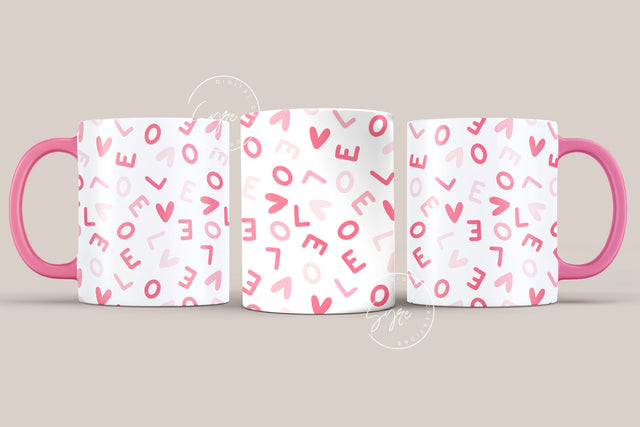 Valentine's day Mug Wrap, Red Heart Glitter Design, Sublimation Design PNG, Love Alphabets Mug, 11 & 15 Oz Mug Cricut Press Sublimation Wrap Sublimation Syre Digital Creations 