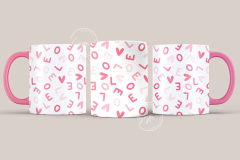 Valentine's day Mug Wrap, Red Heart Glitter Design, Sublimation Design PNG, Love Alphabets Mug, 11 & 15 Oz Mug Cricut Press Sublimation Wrap Sublimation Syre Digital Creations 