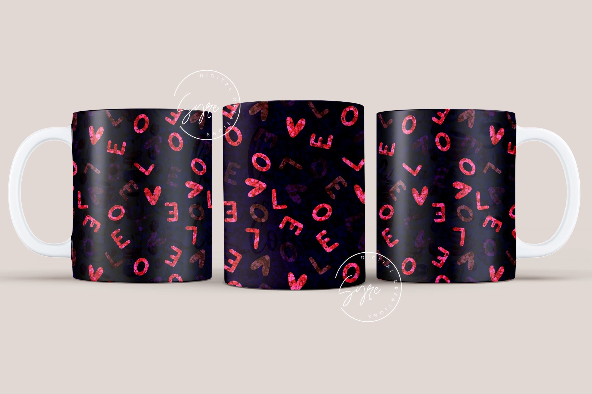 Love heart sublimation, mug wrap sublimation Valentines day