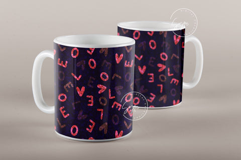 Valentine's day Mug Wrap, Red Heart Glitter Design, Sublimation Design PNG, Love Alphabets Mug, 11 & 15 Oz Mug Cricut Press Sublimation Wrap Sublimation Syre Digital Creations 