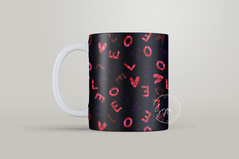 Valentine's day Mug Wrap, Red Heart Glitter Design, Sublimation Design PNG, Love Alphabets Mug, 11 & 15 Oz Mug Cricut Press Sublimation Wrap Sublimation Syre Digital Creations 