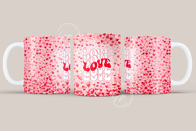 Valentine's day Mug Wrap, Red Heart Glitter Design, Sublimation Design PNG, Love Heart Mug, 11 & 15 Oz Mug Cricut Press Sublimation Wrap Sublimation Syre Digital Creations 