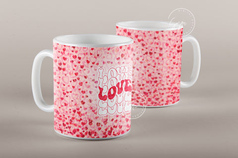 Valentine's day Mug Wrap, Red Heart Glitter Design, Sublimation Design PNG, Love Heart Mug, 11 & 15 Oz Mug Cricut Press Sublimation Wrap Sublimation Syre Digital Creations 