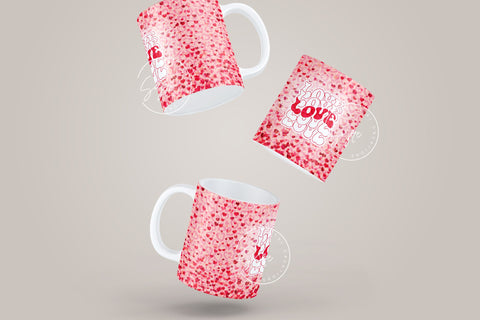 Valentine's day Mug Wrap, Red Heart Glitter Design, Sublimation Design PNG, Love Heart Mug, 11 & 15 Oz Mug Cricut Press Sublimation Wrap Sublimation Syre Digital Creations 