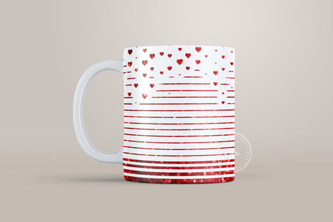 Valentine's day Mug Wrap, Red Heart Glitter Design, Sublimation Design PNG, Love Pattern Mug, 11 & 15 Oz Mug Cricut Press Sublimation Wrap Sublimation Syre Digital Creations 