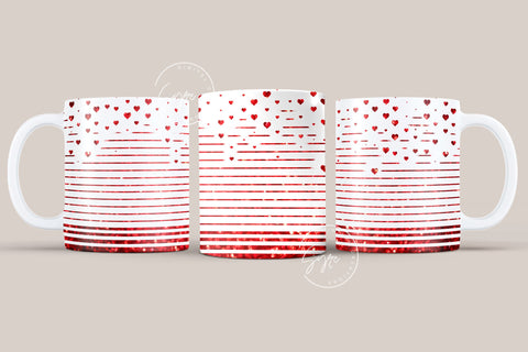 Valentine's day Mug Wrap, Red Heart Glitter Design, Sublimation Design PNG, Love Pattern Mug, 11 & 15 Oz Mug Cricut Press Sublimation Wrap Sublimation Syre Digital Creations 