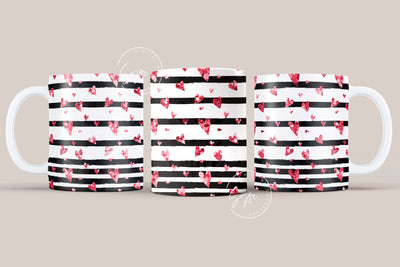 Valentine's day Mug Wrap, Red Heart Glitter Design, Sublimation Design PNG, Love Pattern Mug, 11 & 15 Oz Mug Cricut Press Sublimation Wrap Sublimation Syre Digital Creations 
