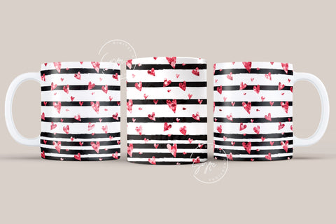 Valentine's day Mug Wrap, Red Heart Glitter Design, Sublimation Design PNG, Love Pattern Mug, 11 & 15 Oz Mug Cricut Press Sublimation Wrap Sublimation Syre Digital Creations 