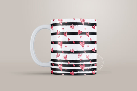 Valentine's day Mug Wrap, Red Heart Glitter Design, Sublimation Design PNG, Love Pattern Mug, 11 & 15 Oz Mug Cricut Press Sublimation Wrap Sublimation Syre Digital Creations 