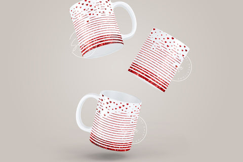 Valentine's day Mug Wrap, Red Heart Glitter Design, Sublimation Design PNG, Love Pattern Mug, 11 & 15 Oz Mug Cricut Press Sublimation Wrap Sublimation Syre Digital Creations 