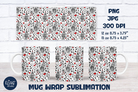 Valentines Day Mug Wrap Sublimation, Love Full Mug Wrap. Sublimation Elinorka 