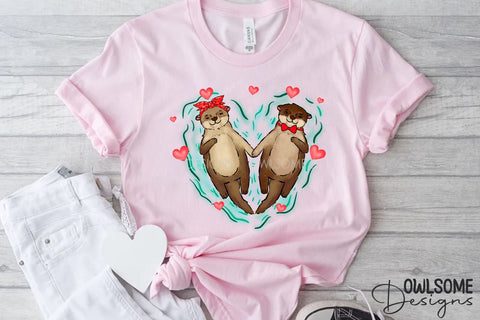 Valentine's Day Otter Couple Love PNG Sublimation Owlsome.Designs 