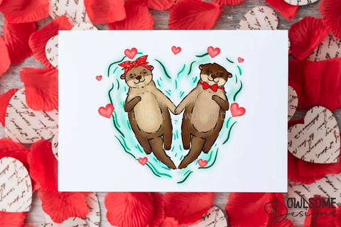 Valentine's Day Otter Couple Love PNG Sublimation Owlsome.Designs 