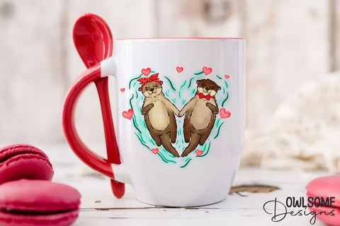 Valentine's Day Otter Couple Love PNG Sublimation Owlsome.Designs 