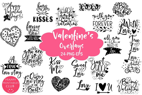 Valentine's Day Overlays-Cute Valentine Overlays Collection SVG Happy Printables Club 