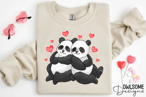 Valentine's Day Panda Couple Love PNG Sublimation Owlsome.Designs 