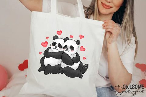 Valentine's Day Panda Couple Love PNG Sublimation Owlsome.Designs 