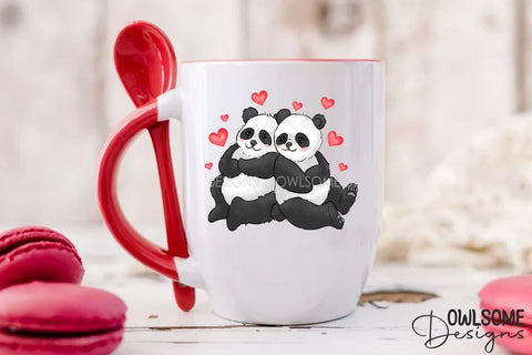 Valentine's Day Panda Couple Love PNG Sublimation Owlsome.Designs 