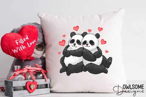 Valentine's Day Panda Couple Love PNG Sublimation Owlsome.Designs 