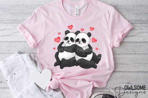 Valentine's Day Panda Couple Love PNG Sublimation Owlsome.Designs 