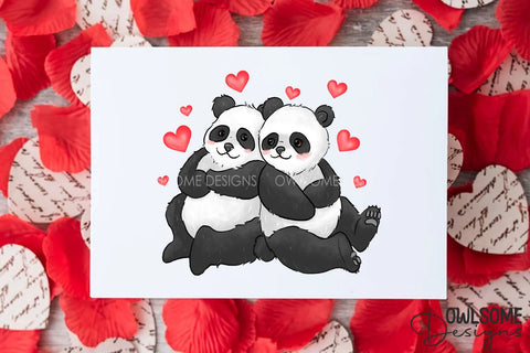 Valentine's Day Panda Couple Love PNG Sublimation Owlsome.Designs 