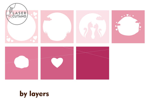 Valentines Day Paper Cut Template Gift SVG's Decoration Laser Cut Wood SVG LaserCutano 