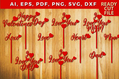 Valentines Day Party Decor Cake Toppers bundle SVG MD JOYNAL ABDIN 