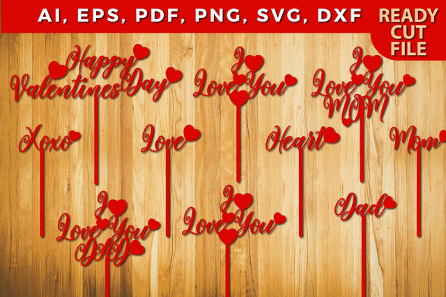 Valentines Day Party Decor Cake Toppers bundle SVG MD JOYNAL ABDIN 