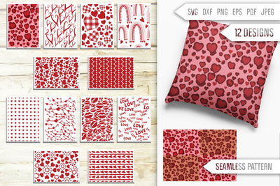 Valentines Day Pattern Svg Bundle. Seamless Patterns. Repeatable Pattern. Repeat Pattern Svg. Love Svg. Heart Svg. Valentine's dxf eps png SVG Mint And Beer Creations 