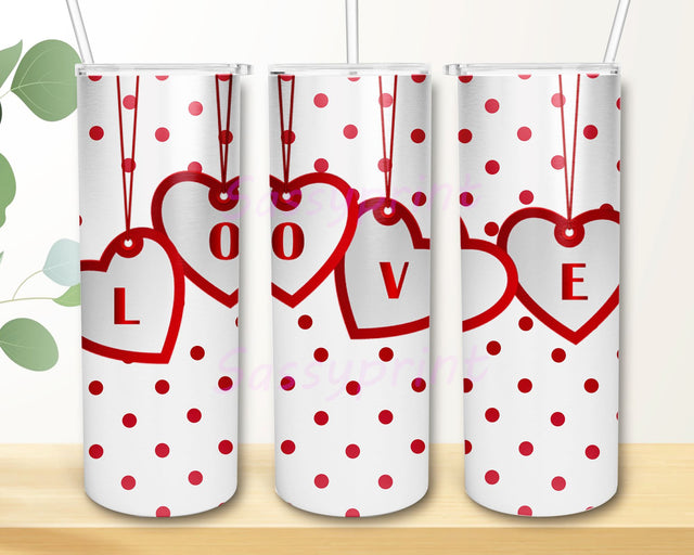 Valentine's Day Pink Hearts 20 oz. Skinny Tumbler PNG Sublimation Design, Valentine Skinny Tumbler Png, Hearts Tumbler Png Downloads Sublimation sassyprint 