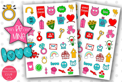 Valentines Day Planner Stickers- Romantic Planner Stickers SVG Happy Printables Club 