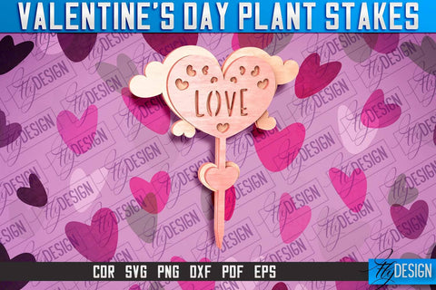 Valentine's Day Plant Stakes SVG v.1 | Valentine's Day SVG SVG Fly Design 