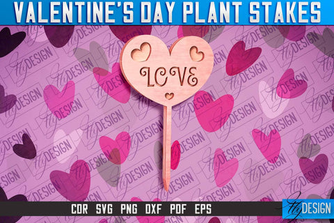 Valentine's Day Plant Stakes SVG v.1 | Valentine's Day SVG SVG Fly Design 