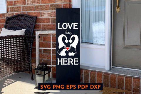 Valentines day porch sign. Vertical svg. Love lives here SVG Angelina Semenova 